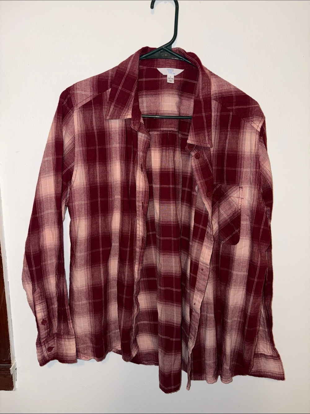 Time and Tru Burgundy Plaid Button-Down Shirt